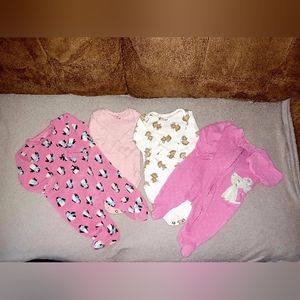 Baby Girl Bundle - Assorted Onesie & Footie Pajamas - 0-3 months